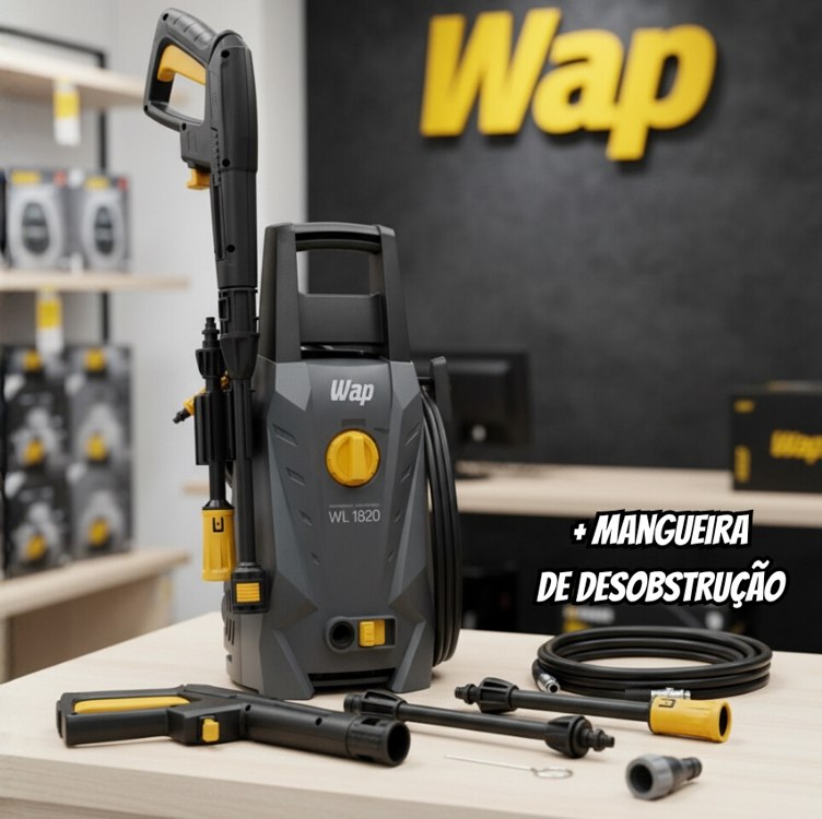 Lavadora de Alta Pressão WAP WL 1820 1400W com Stop Total, Jato Leque e Concentrado