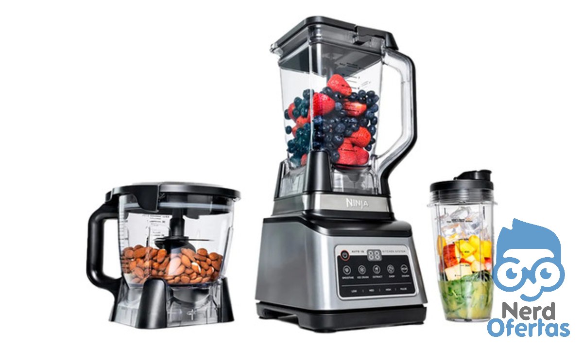 ➡️ Liquidificador Ninja Kitchen System 3 em 1 Processador e Triturador Jarras de 2,2 Litros...