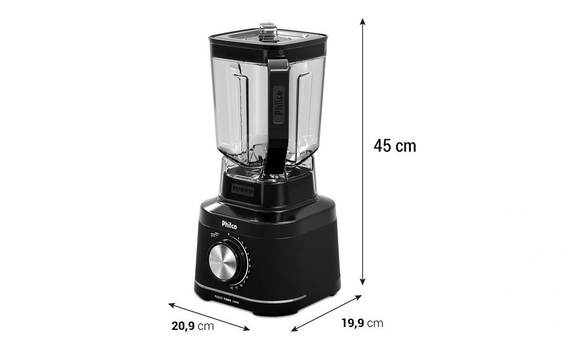➡️ Liquidificador Philco 1500W 12 velocidades 3,1L Facas com 6 Lâminas PLQ15A 220V
