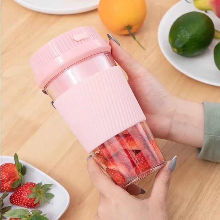 Liquidificador Portátil 350ml com Canudo-lâmina de aço ,Bateria Recarregável USB-C,Para Smoo...