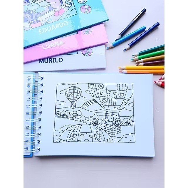 Livro de Colorir Papel 180g Booboo Goods 50 Folhas A5 Ursinhos Fofos para Canetinha Marcador...