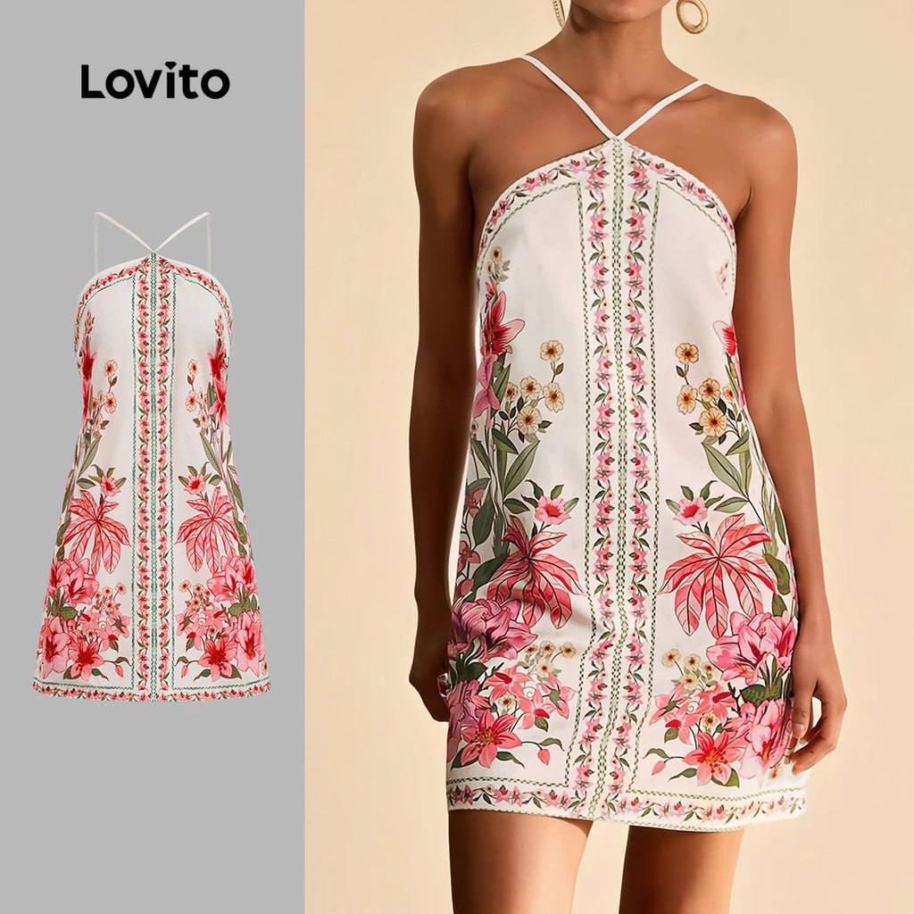 Lovito Vestido Boho Diário Lazer Férias Primavera/verão Com Ombros À Mostra Amarração Nas Co...