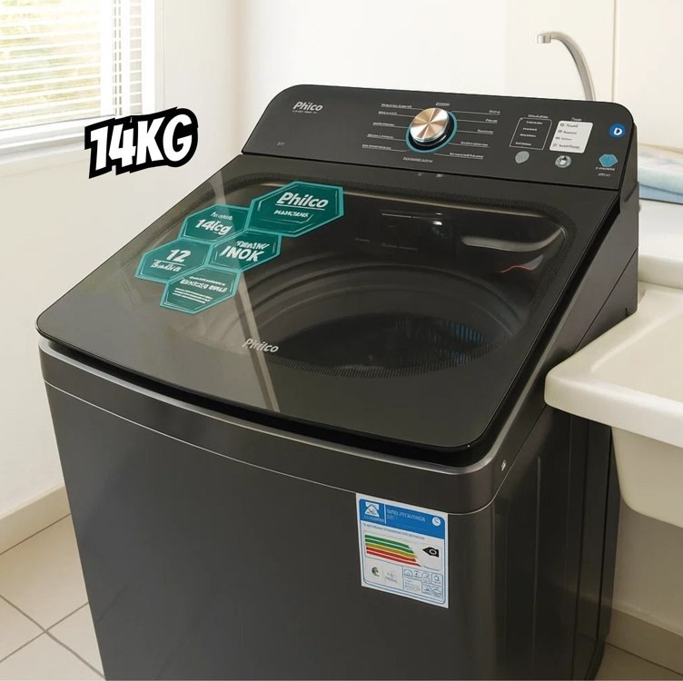 Máquina de Lavar 14 Kg Philco Preto PLR14B 12 Programas de Lavagem