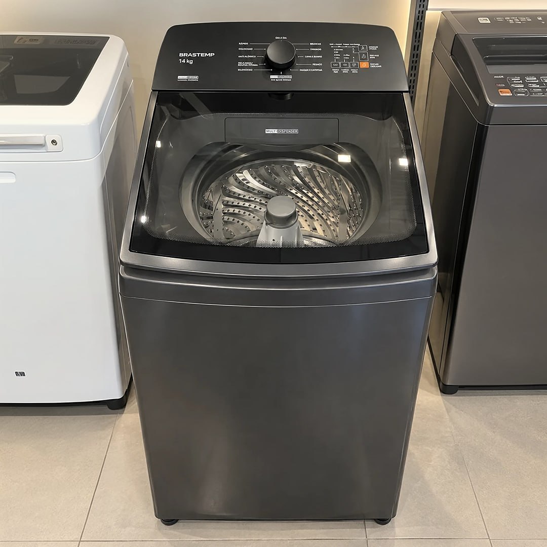Máquina de Lavar Brastemp 14Kg Cinza Smart Sensor- BWJ14A9