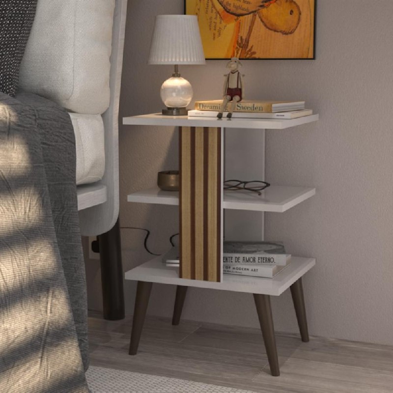 🆘MESA DE CABECEIRA RETRO COM RIPADO 3D E PRATELEIRA MESA DE QUARTO LATERAL MODERNA POP