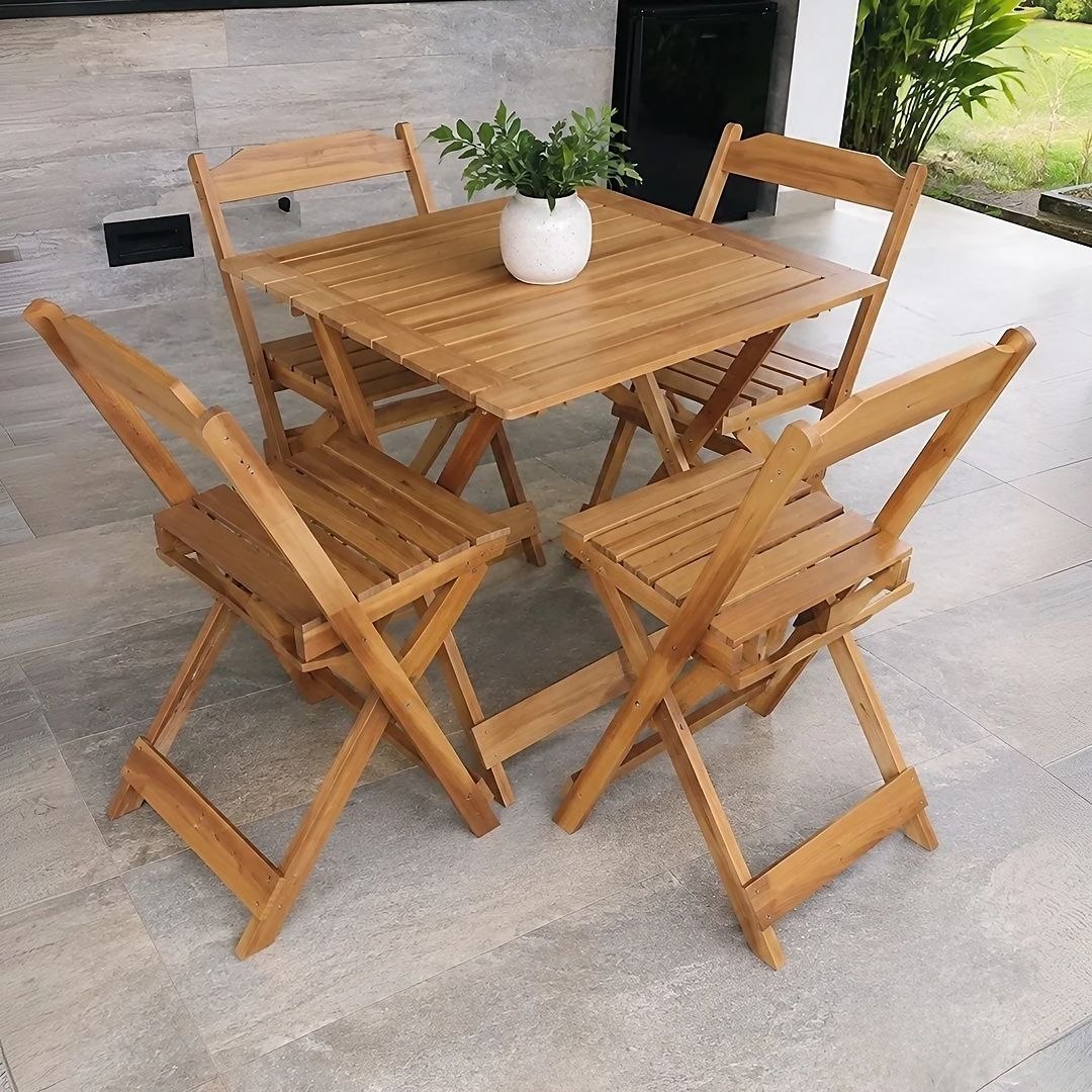 ‼️ MESA DE MADEIRA + 4 CADEIRAS PRA SUA ÁREA EXTERNA 🫡