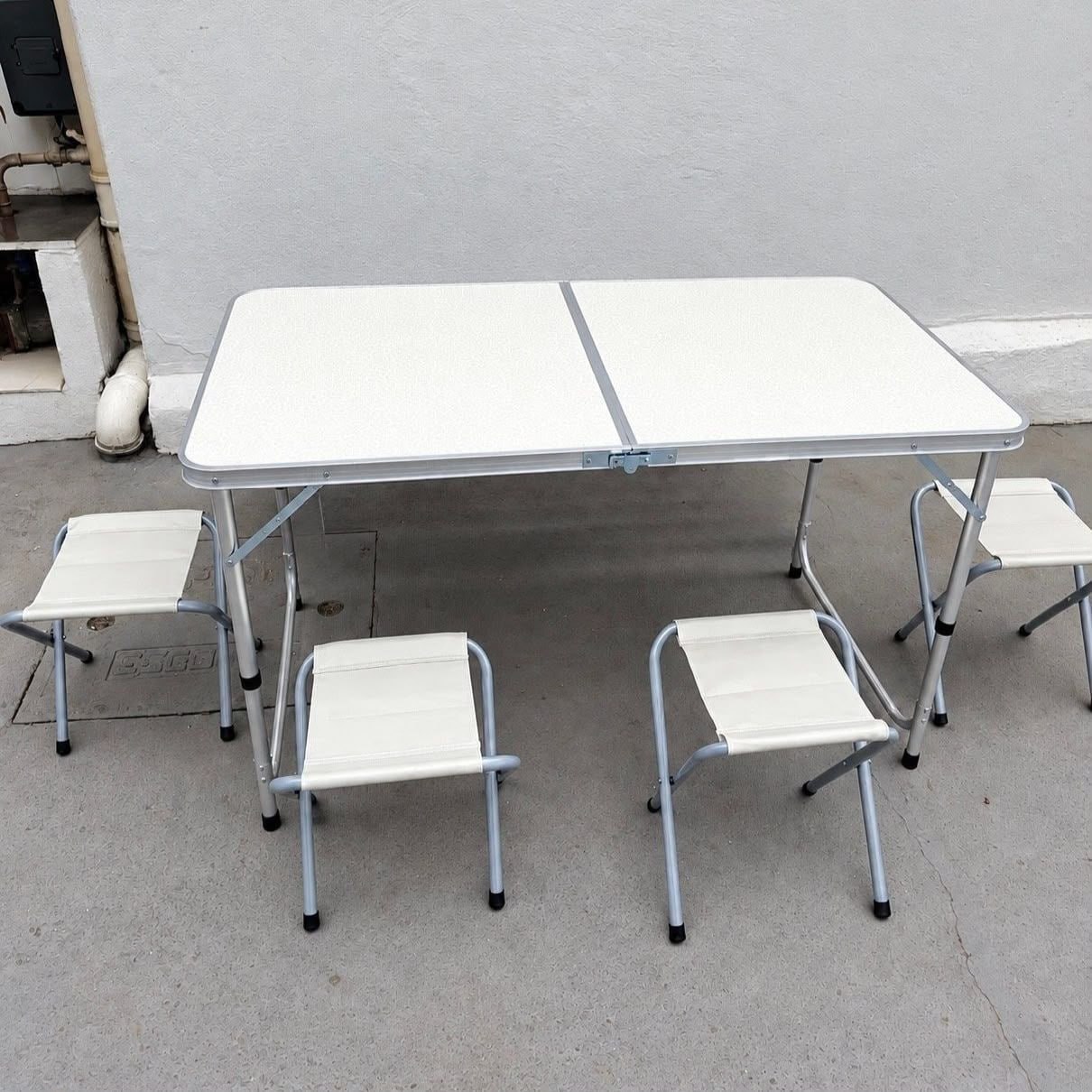 Mesa Dobrável Portátil Alumínio 120x60cm com 4 Banquetas