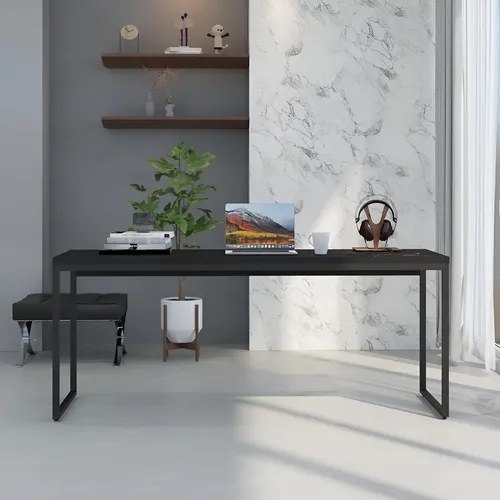 ➡️ Mesa Para Escritório Diretor 1,80m Dynamica Cor Preto Ônix / Est. Preta