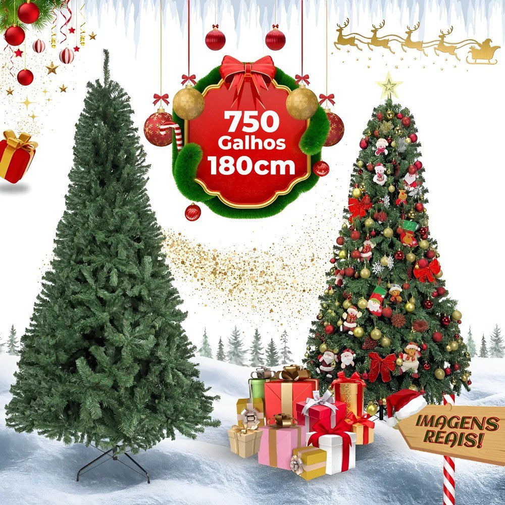 *🆘METADE DO PREÇOOO 😮ÁRVORE DE NATAL GRANDE LUXO DESMONTÁVEL 1,80 METRO COM 750 GALHOS E BAS...