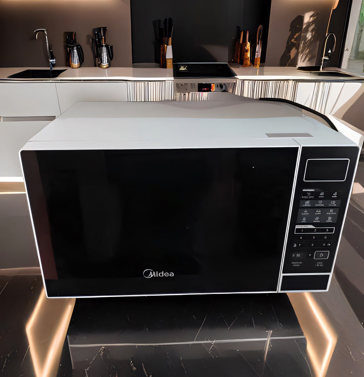 Micro-ondas 20L Branco Porta Preta Minuto Fácil Midea