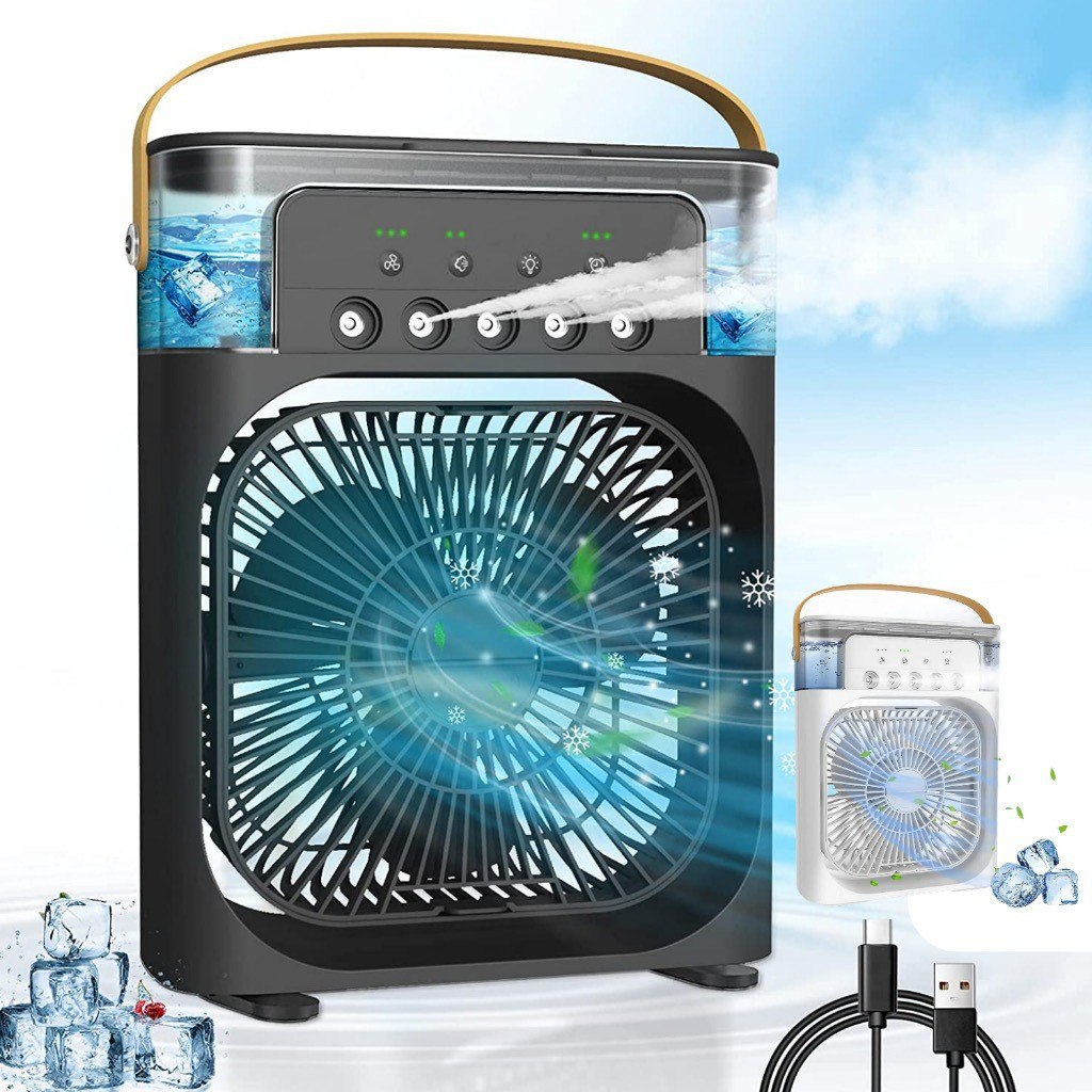 Mini Ar Condicionado Climatizador Umidificador Ventilador Portátil USB Led Quarto Sala Escri...