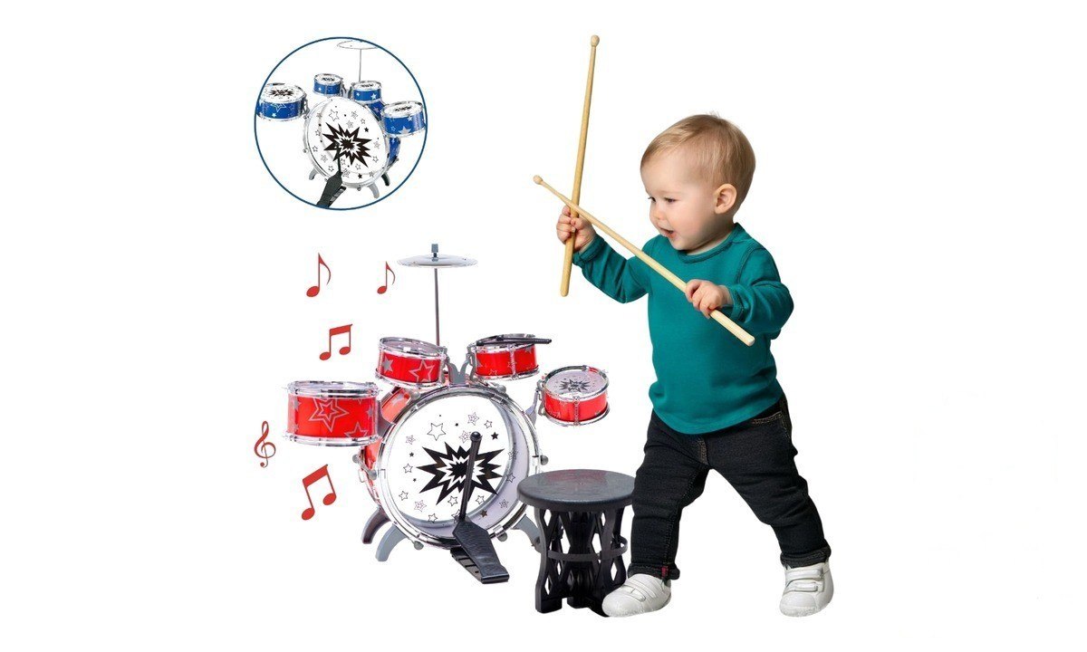 ⚠️ MINI BATERIA INFANTIL INSTRUMENTO BRINQUEDO INFANTIL COM PRATO TAMBOR BAQUETA