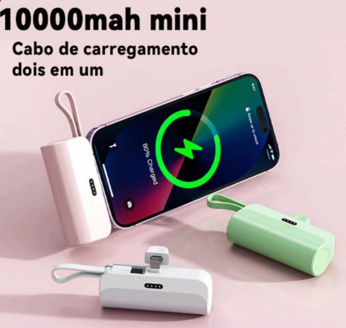 Mini carregador portátil, cabe na bolsa 10000 mah