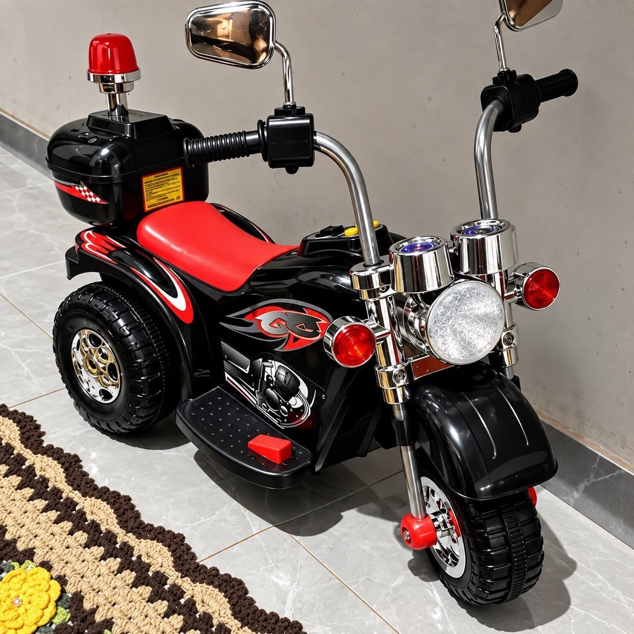 Mini Moto Infantil Elétrica Brinq Kids BQ014 6V C/ Luzes e Som Preta