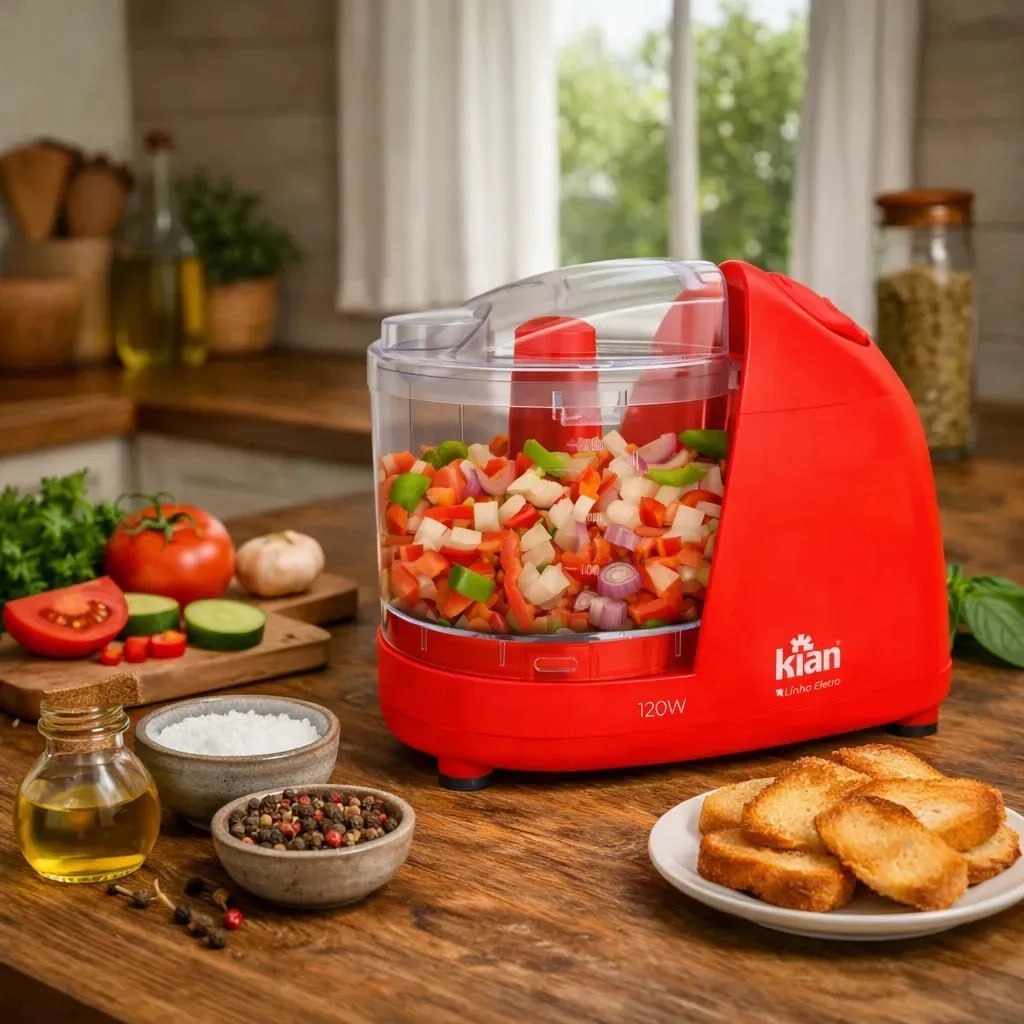 Mini Processador 500ml Kian 120w Cor Vermelho -*