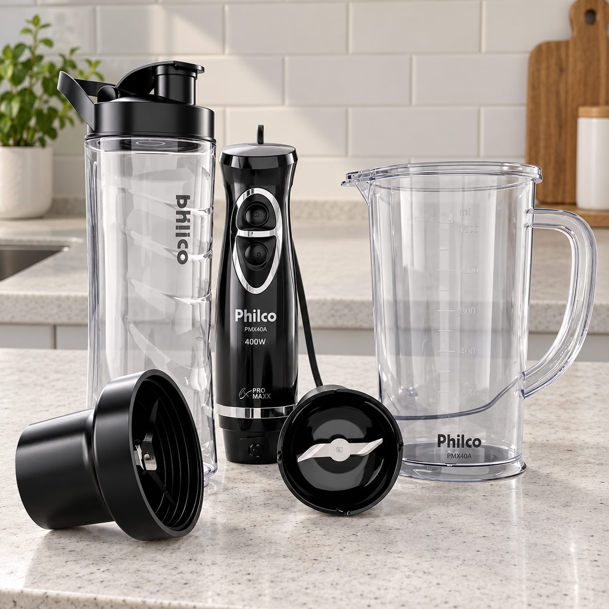 Mixer E Blender Philco 1 Velocidade + Turbo 400w Pmx40a Preto 220V