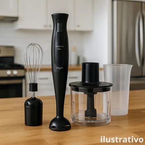 Mixer Elétrico Triturador Desmontável Liquidificador Chef MIX-20 3 em 1 200W Preto Elgin - 127V