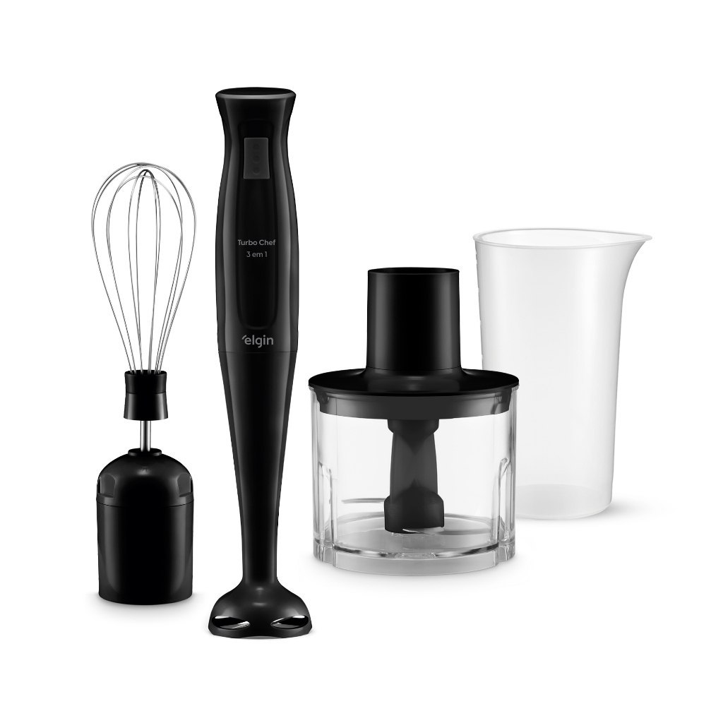 🆘MIXER TURBO CHEF ELGIN 3 EM 1 200W COM MINI PROCESSADOR BATEDOR FOUET E COPO 700ML