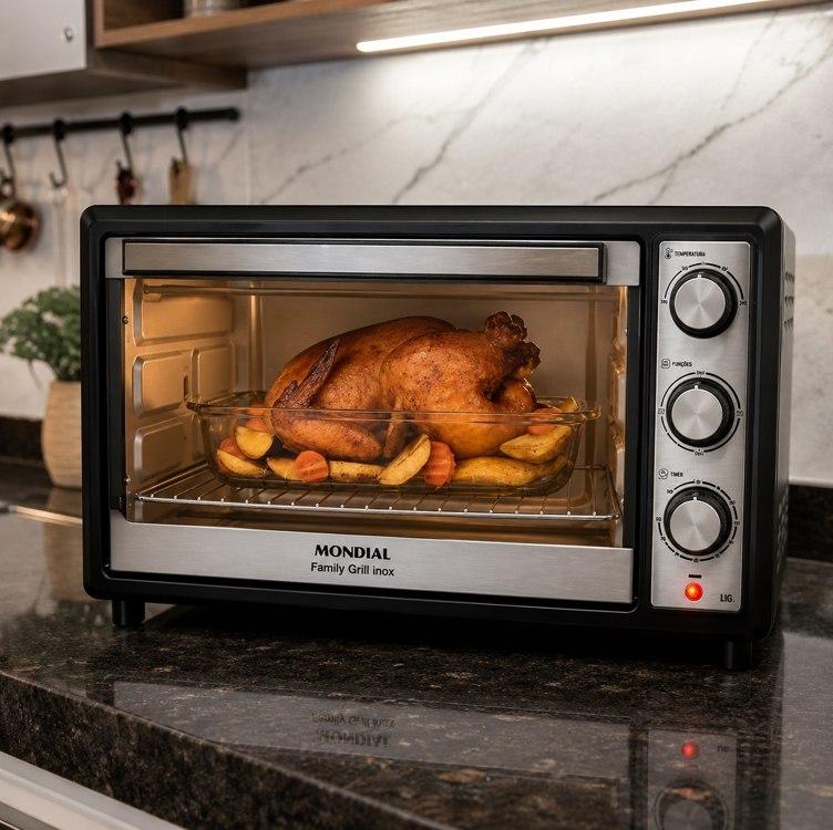 MONDIAL Forno Elétrico 48L Family Grill Inox, Mondial, Preto/Inox, 1800W, 110V - FRN-48-BI