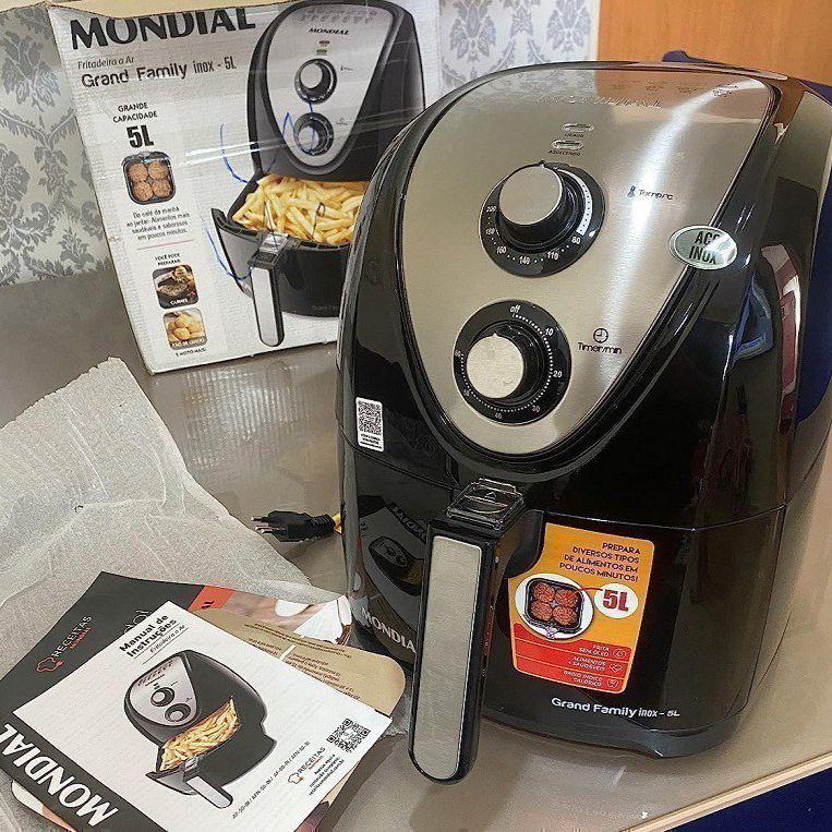 MONDIAL Fritadeira Sem Óleo Grand Family Inox - 5L, 220V, Preto, 1900W - AFN-50-BI