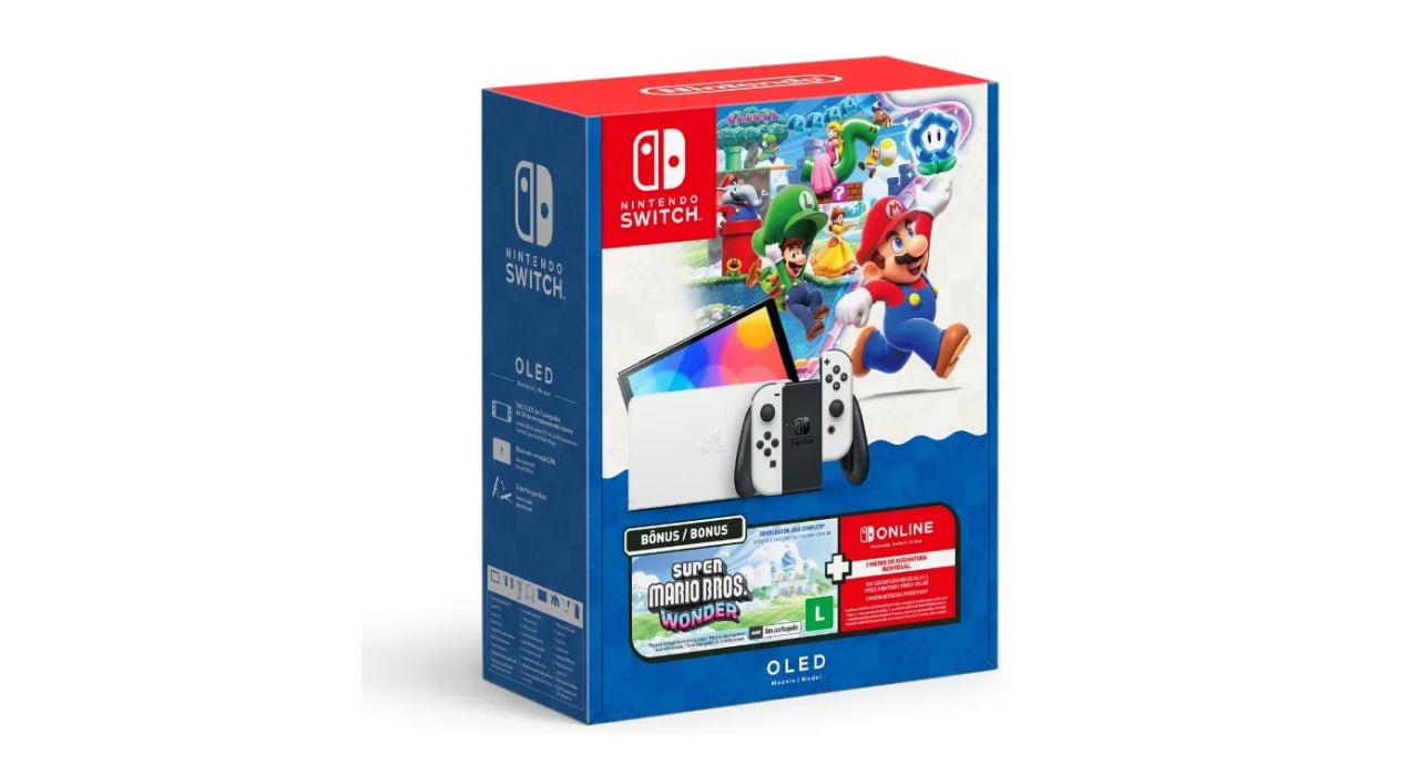 ➡️ Nintendo Switch Oled Bundle Mario Bros. Wonder + Nso 3 Meses