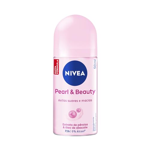 NIVEA Desodorante Antitranspirante Roll-on Pearl & Beauty 50ml, Proteção 72h, Previne Irrita...
