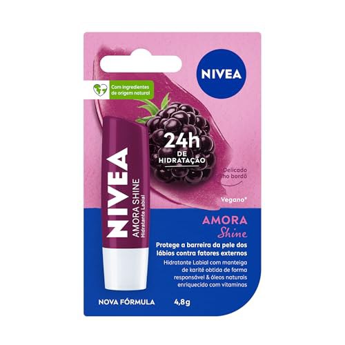 NIVEA Hidratante Labial Amora Shine 4,8g, Hidratação Intensa 24h, Cor Suave, Brilho Delicado...