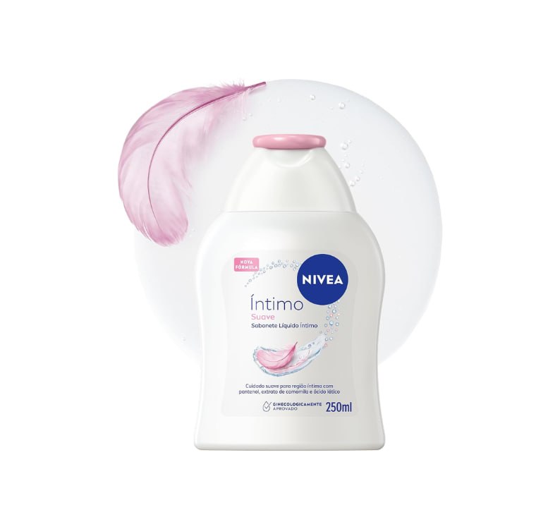 NIVEA Sabonete Líquido Íntimo Suave 250ml, Limpeza Delicada, Mantém pH Natural, Extrato de C...