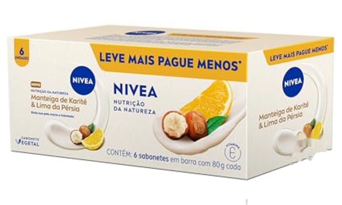 ➡️ NIVEA Sabonete Vegetal Nutrição Da Natureza Manteiga De Karité & Lima Da Pérsia 80g (6 un...