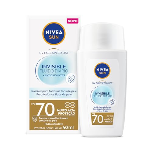 NIVEA SUN Protetor Solar Facial Fluido UV Face Specialist Invisible FPS 70 40ml, Muito Alta...