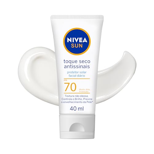 NIVEA SUN Protetor Solar Facial Toque Seco Antissinais FPS 70 40ml - Com muito alta proteção...
