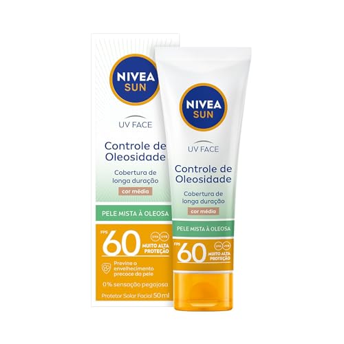 ➡️ NIVEA SUN Protetor Solar Facial UV Face Controle de Oleosidade Cor Média FPS 60 50ml, Mui...