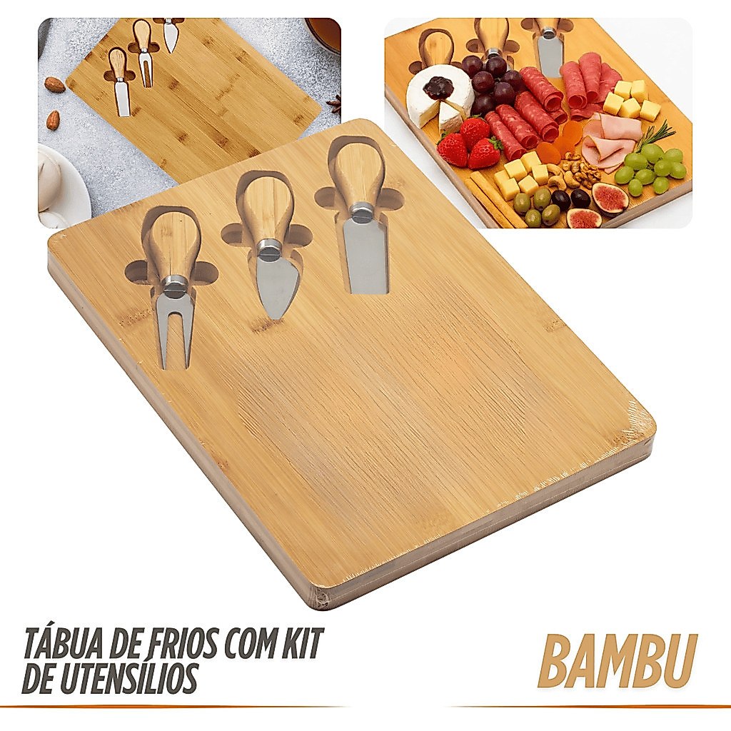 *🆘 NO PRECINHOO 😮TÁBUA DE FRIOS COM KIT DE UTENSÍLIOS DE BAMBU QUEIJO PETISCOS*