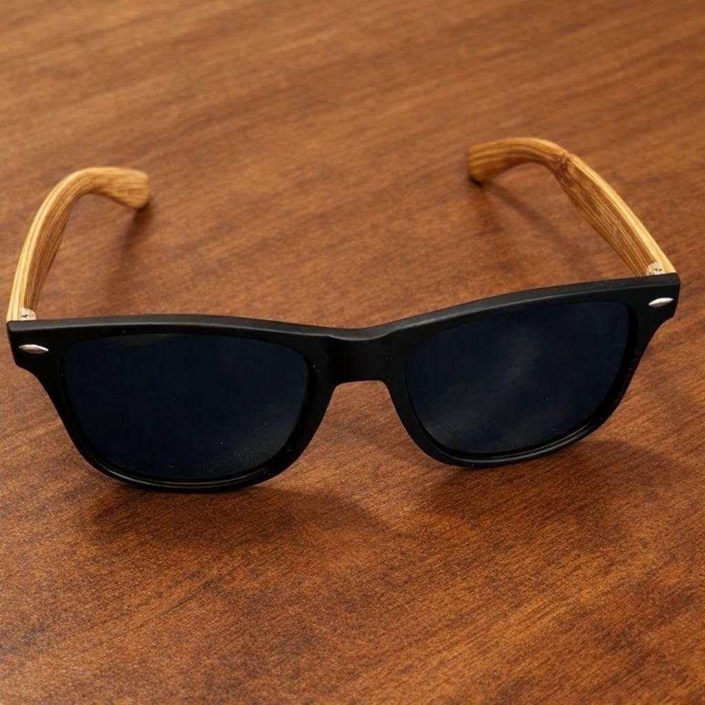 Óculos De Sol Quadrado Doxa Bambu com Proteção UV Cinza-escuro*