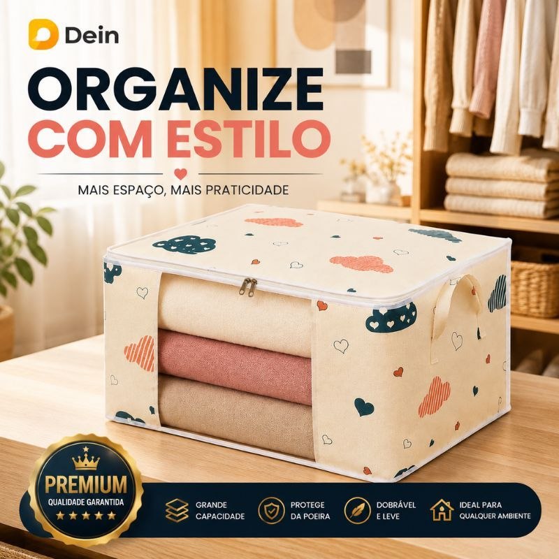 Organizador para Edredom Cobertor Roupas de Cama 60x40x30cm Caixa Saco Grande Dobrável Estam...