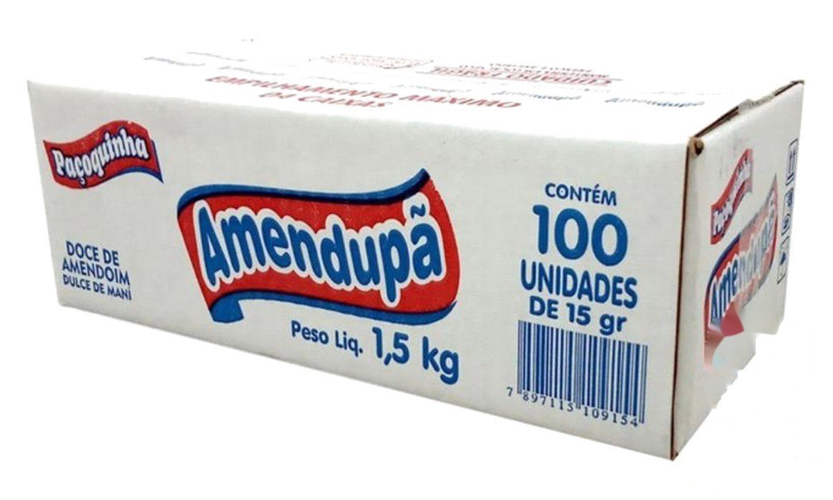 ➡️ PAÇOCA ROLHA AMENDUPÃ CAIXA C/100 UNIDADES 1,5KG