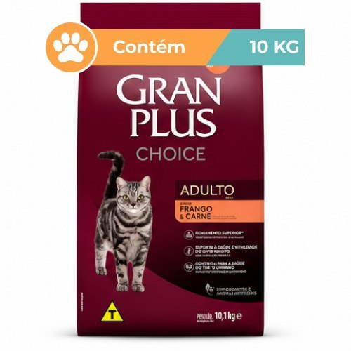 *🆘PACOTÃOOOO DE 10KG 😳🔥😱RAÇÃO GRAN PLUS CHOICE FRANGO CARNE GATOS ADULTOS 10,1KG*