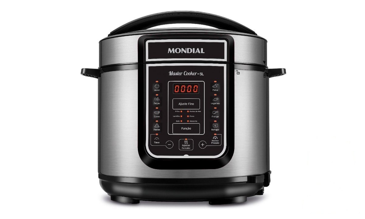 ➡️ PANELA DE PRESSÃO ELÉTRICA 5 LITROS MONDIAL MASTER COOKER PE38 PRETA COM PRATA 127V