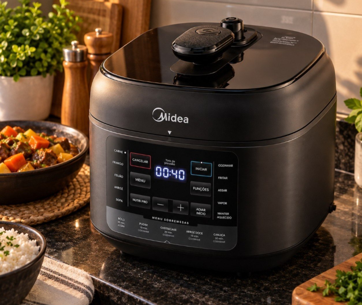 Panela De Pressão Elétrica 5l Nutripro Preta Midea (110v)