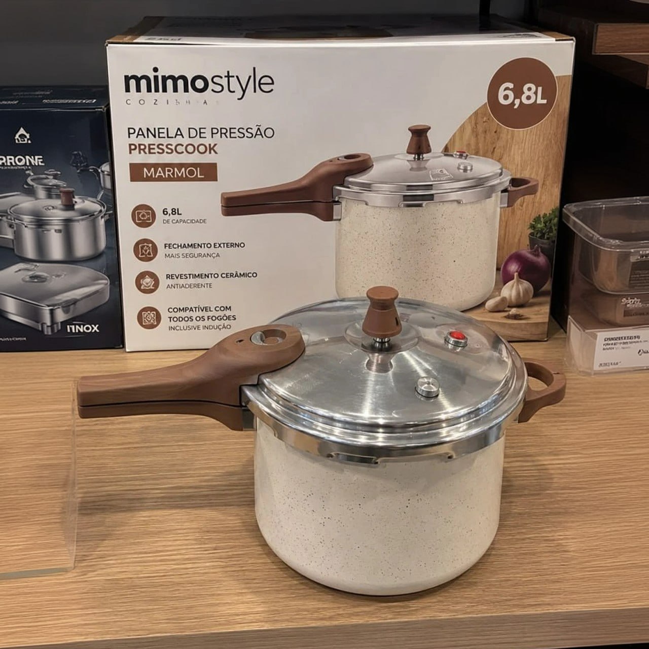 Panela De Pressão Fechamento Externo Presscook Marmol 6,8l - Mimo Style