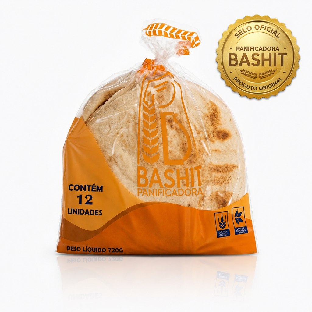 Pão árabe Sírio MÉDIO "Panfiacdora Bashit" - 12 unidades/720g