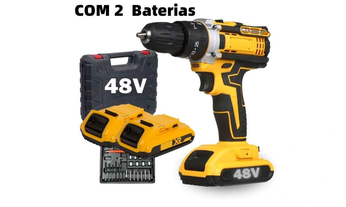 ⚠️ PARAFUSADEIRA FURADEIRA 48V 2 BATERIAS COM MALETA E ACESSÓRIOS COMPLETO