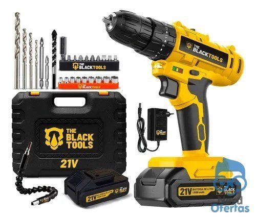 ⚠️ Parafusadeira Furadeira De Impacto A Bateria 21V 3/8” Bivolt 1400 Rpm Com Acessórios E Ma...