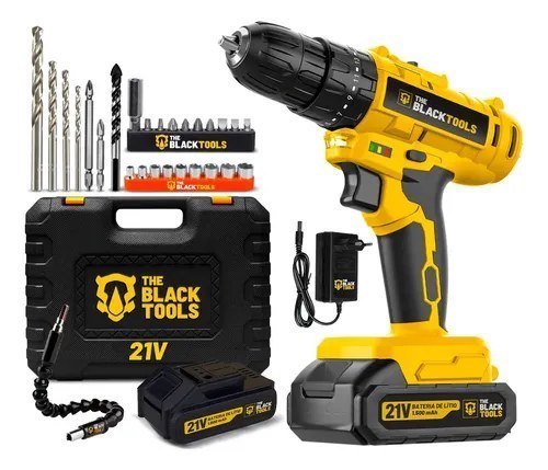 ⚠️ Parafusadeira Furadeira De Impacto A Bateria 21V 3/8” Bivolt 1400 Rpm Com Acessórios E Ma...