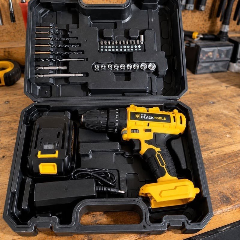 Parafusadeira Furadeira De Impacto The Black Tools Profissional TB-21PX 2 Baterias Com Malet...