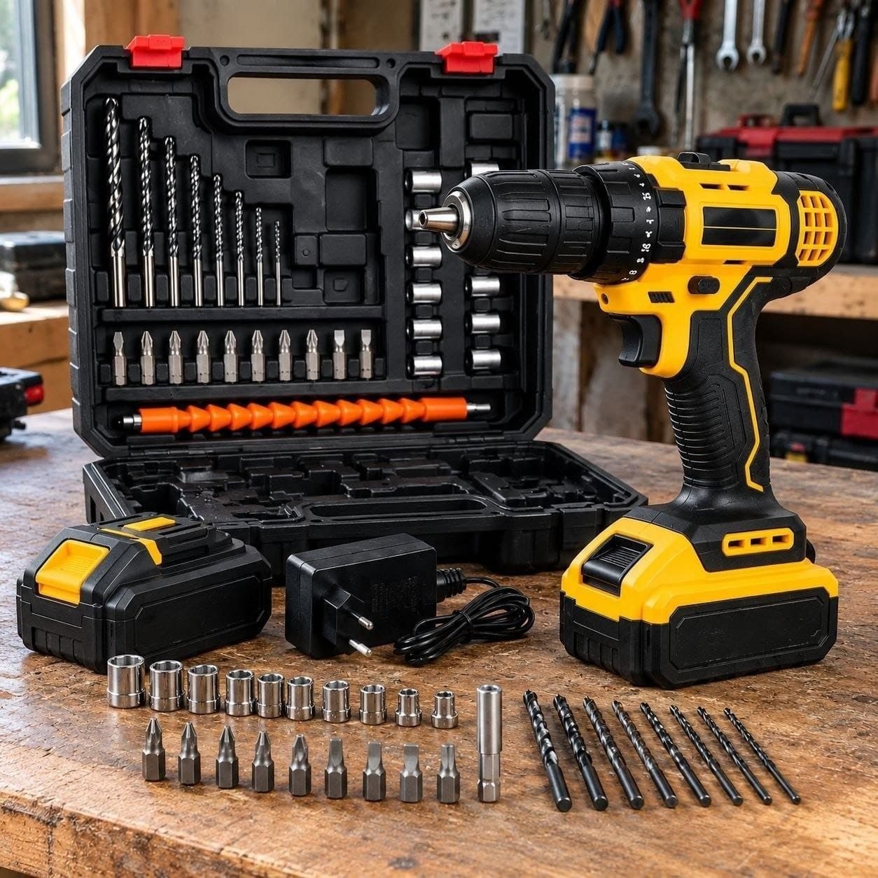 Parafusadeira Furadeira Impacto Sem Fio 2 Baterias 48V Profissional Bivolt Maleta Kit Completo