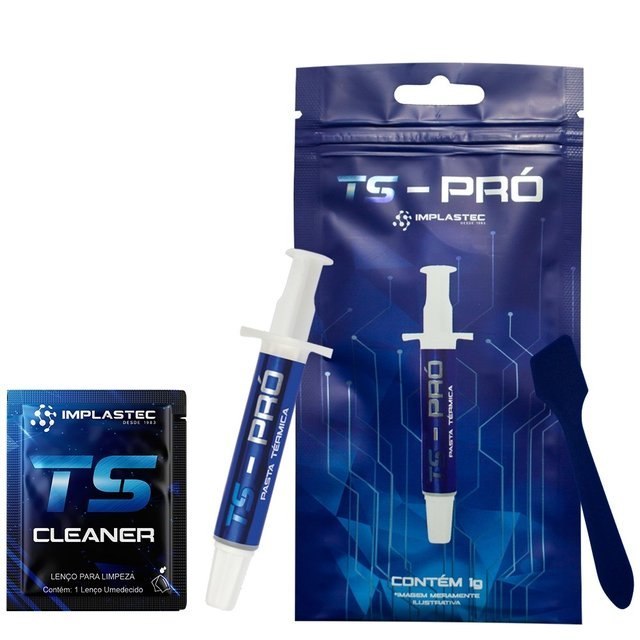 ➡️ PASTA TÉRMICA TS PRO 4G, ESPÁTULA + SACHÊ CLEANER COR CINZA