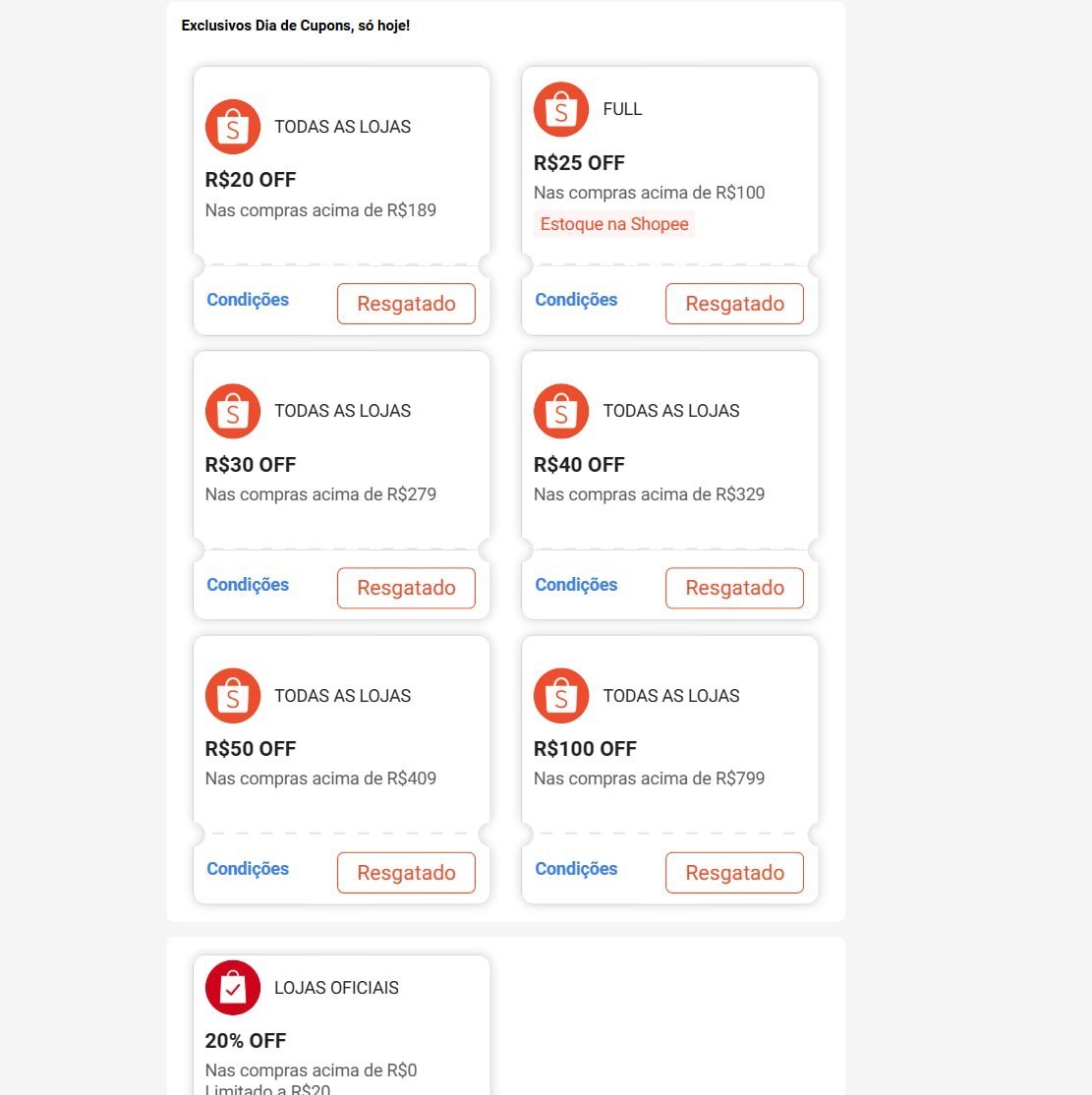 PELO VISTO TÁ BUGADO, VÁRIAS PESSOAS FALANDO QUE NÃO TÁ APARECENDO OS CUPONS SHOPEE