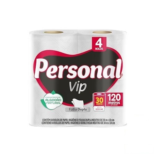 ➡️ Personal Papel Higiênico Vip Folha Dupla 4 Unidades Branco (Embalagem Pode Variar)