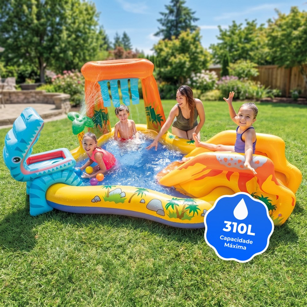 🆘PISCINA INFANTIL PLAYGROUND CENTRO DE DIVERSÕES DINOSSAURO INTEX 310 LITROS